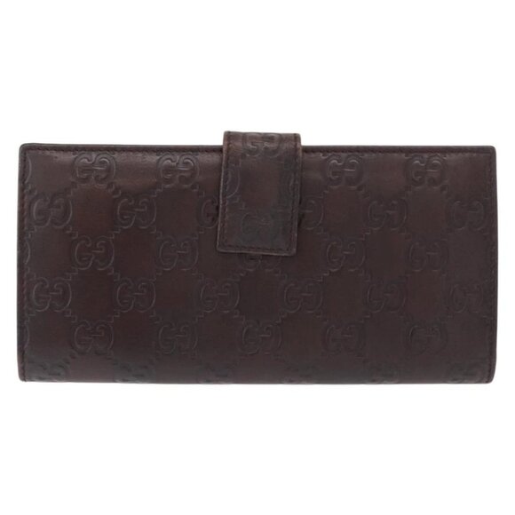 GUCCI GG Canvas Guccissima Long Wallet Leather Brown Gold - Picture 2 of 16